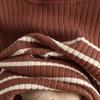 Fall Winter Lazy Wind Loose High Collar Pulllover Sweater Suit Women's Stripe Long Sleeve Knit Wide Leg Pants Two Piece Set