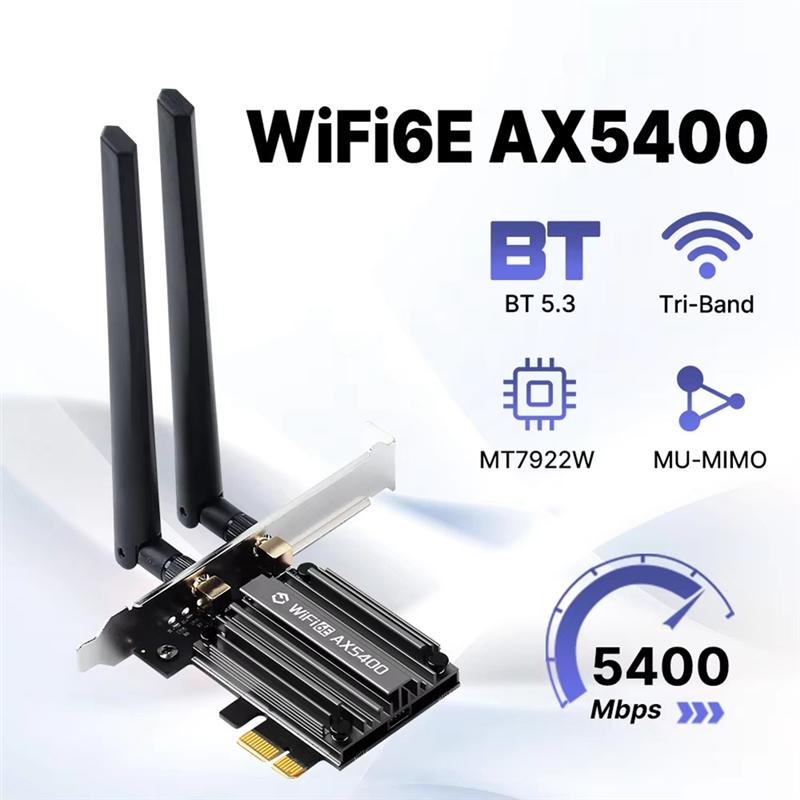 ABNR AX5400 PCIE Adapter Wifi 6E AX5400 PCIE Adapter 2.4G/5G 802.11AX Netwotk Wireless Receiver MU-MIMO Forwin10/11