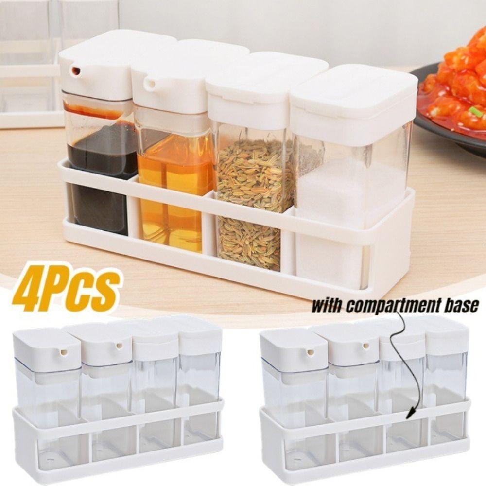 4 ks/sada Vlhkostivzdorná nádoba na koření Kombinovaná sada konvičky na olej Průhledná nádoba Olej