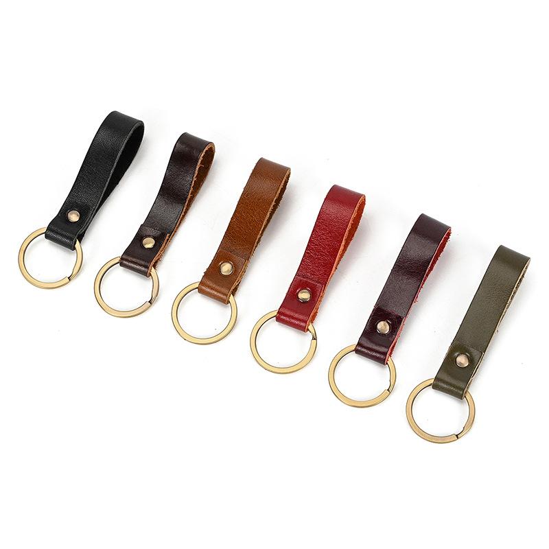 Leather Keychain Original And Personalized Retro Mad Horse Leather Key Ring Key, First Layer Key Pendant, A Large Number Of