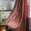 Rote Böhmische Gestreifte Baumwollleinen Vorhänge für Wohnzimmer - Retro-Stil