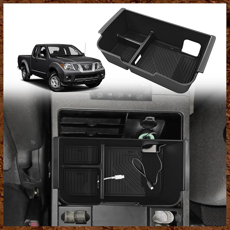 Органайзер Muslogy для центральной консоли, совместимый с Nissan Frontier 2005- и Nissan Pathfinder 2005-2012, аксессуары, разделитель центральной консоли, ящик для хранения 05-21 Frontier-Black