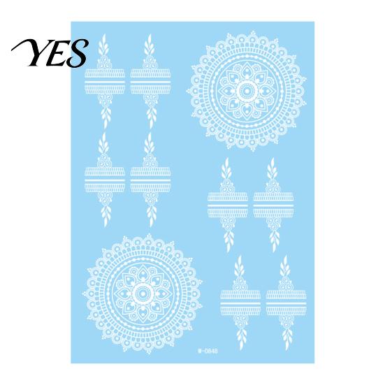 Gentle-On Skin Tattoo White Lace Sticker for Women, Temporary Face Body Fake Decal Arm, Waterproof Wedding Party Festival