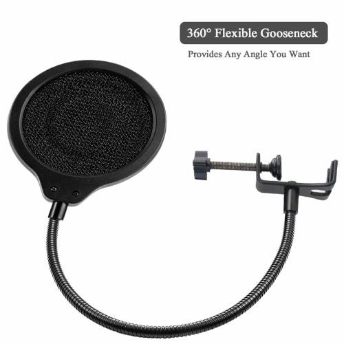 Yeti Nano Microphone Pop Filter - 4-Inch Triple-Layer Windscreen with Flexible 360 Gooseneck Clip for Blue Yeti Nano Microphone To Improve Sound Qual