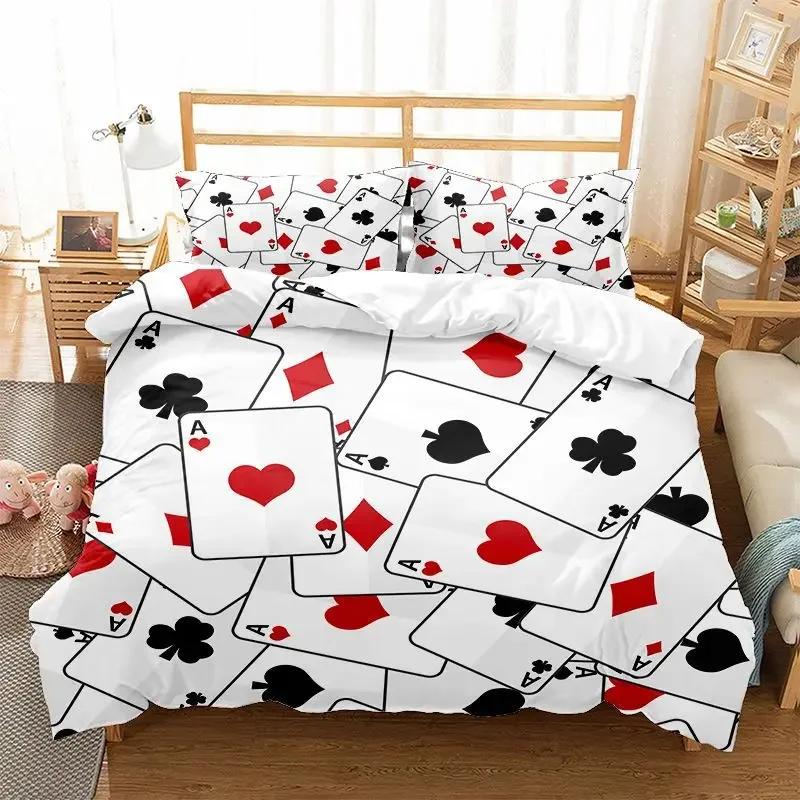 

Playing Poker Super King Soft Duvet Cover Set 3d Printed Dolar Duvet 2 People Winter 3d Warm Comforter Beding Sets Black Red Bed Linen Set 100*200cm Single