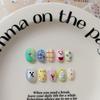 Hand-Painted Short Round Press-On Nails Cute DIY Nail Art Set Women Teens Ins Style Wearable Tips
