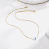 Women's Trendy Evil Blue Eye Pendant Necklaces Gift, Gold Color Stainless Steel Thin Chain Necklace Eyes Amulet Pendant Collar