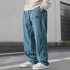 Men'S Corduroy Straight Leg Pants with Drawstring Waist, Pockets, and Logo Design - Stretchy, Casual Fit for Everyday Wear, Spri