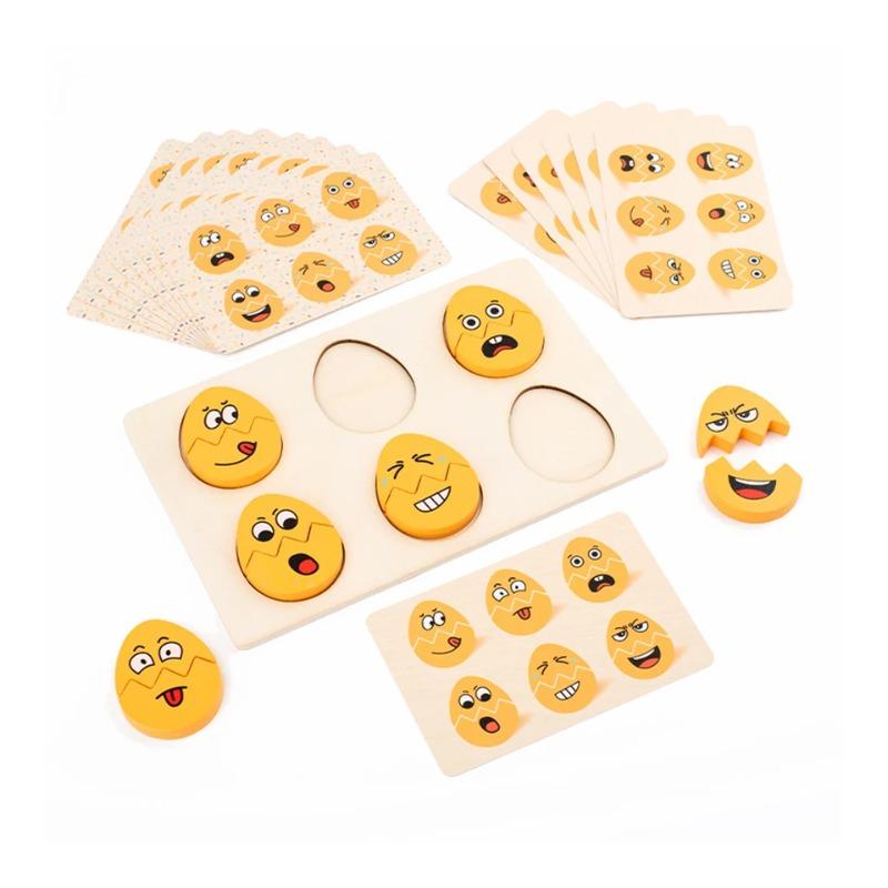 Montessori Wooden Emotion Puzzle Toy Kids Face Expression Matching Educational Sensory Thinking Early Learning Toddler Toys