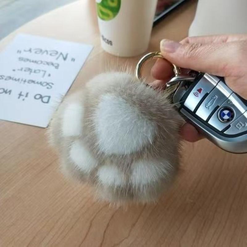 Katzenpfoten-Anhänger Flauschig Kawaii Kunstfell Niedliches Stofftier Plüschtier Rucksack Auto Schlüsselanhänger