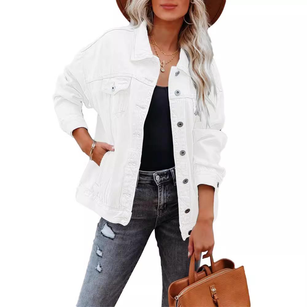 Women's Oversized Denim Jacket Casual Loose Coat with Multiple Colors
