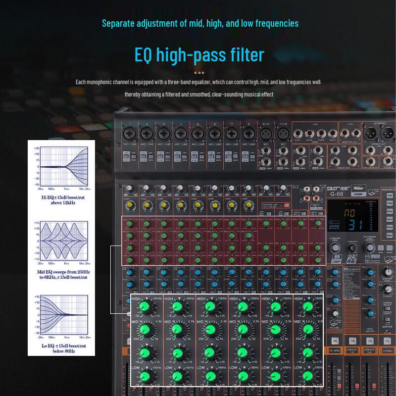 SAST G66 Professional 16-Channel Audio Mixer Console CN plug (adapter included)