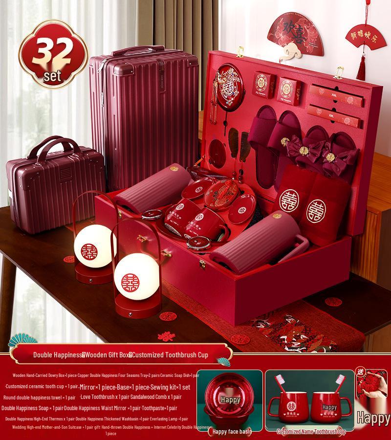 Bridal Dowry Box Set: Complete Red Wedding Toiletries & Gifts