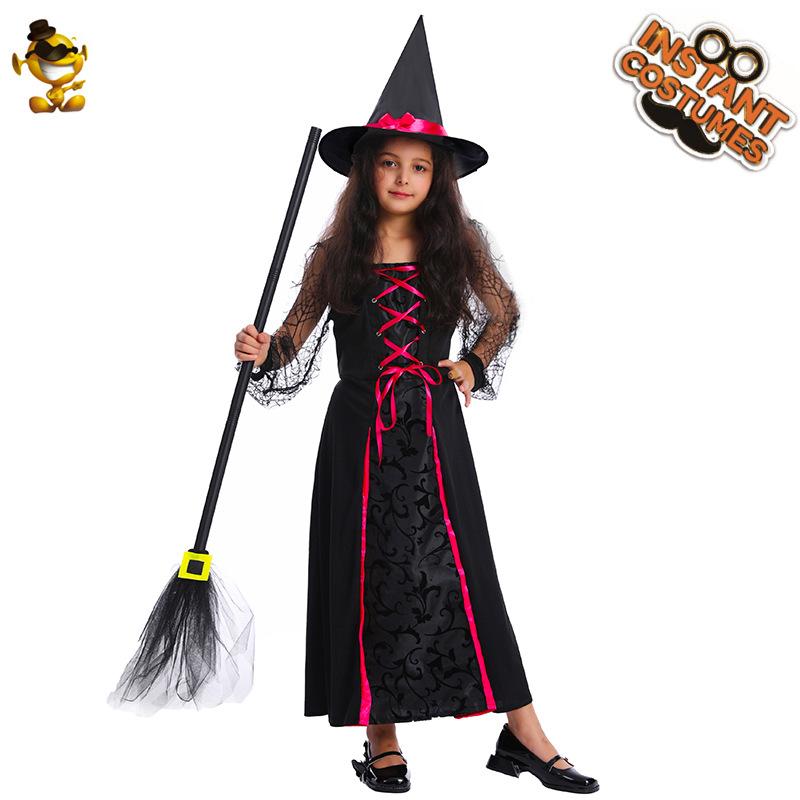 Halloween Children's Female Witch Role-playing Party Costumes, Little Girl Witch Stage Performance Costumes
