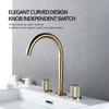 Brushed Rose Gold Basin Faucet 3PCS Knurled Handles Sink Tap Hot And Cold Deck Mounted Mixer Widespread Faucet 3 Holes Set