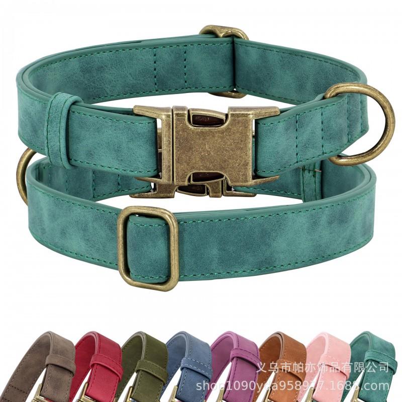 Adjustable Soft Dog Collar - Faux Leather Engravable No Choke Small Medium Large Dogs