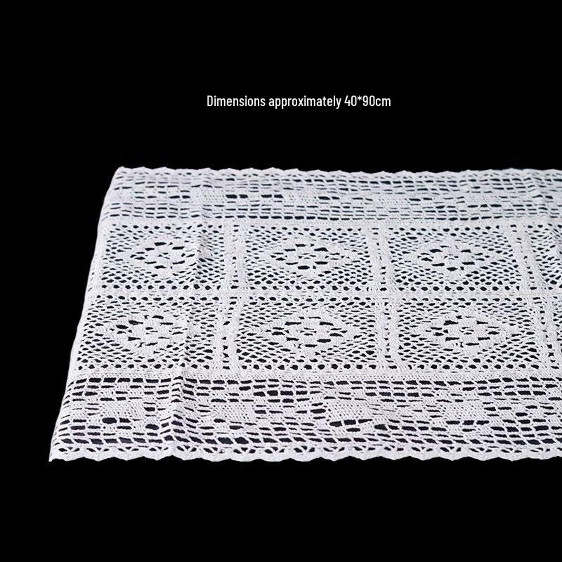 Beige Hand-Crocheted Cotton Fabric Insulation Coaster & Placemat with Large Hollow Lace Design
