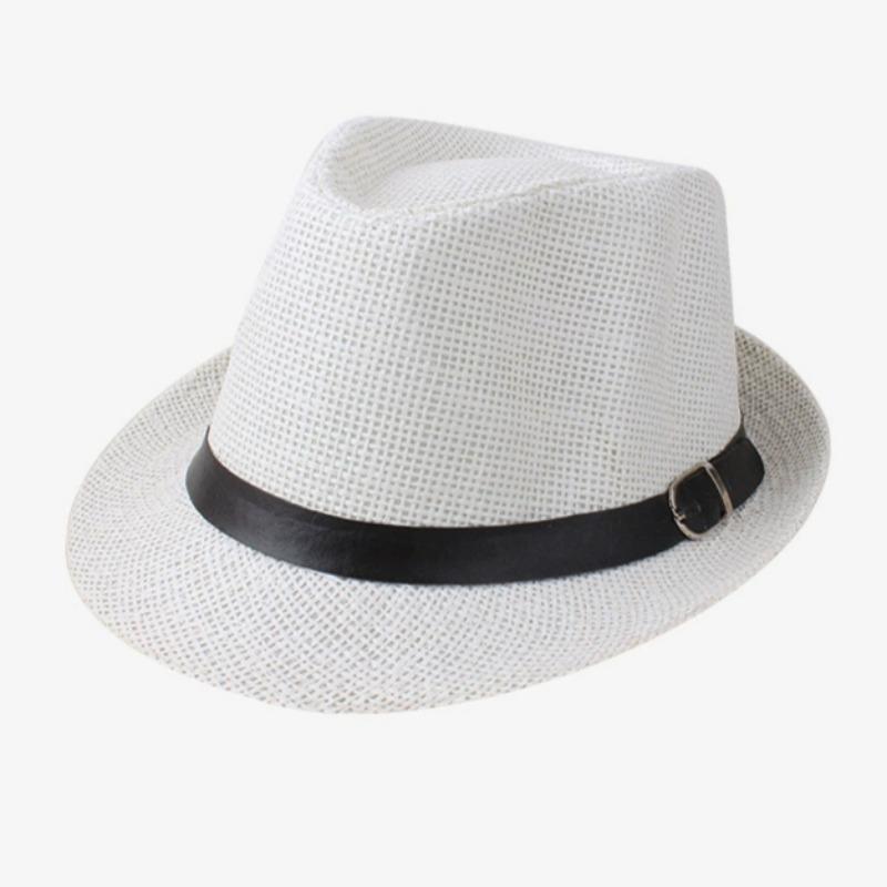 Mote Stråhatt Menn Kvinner Sommer Trendy Strand Solhatter Ensfarget Fedoraer Bånd Casual Cowboy Jazzhatt Gangsterhatt Mannlig
