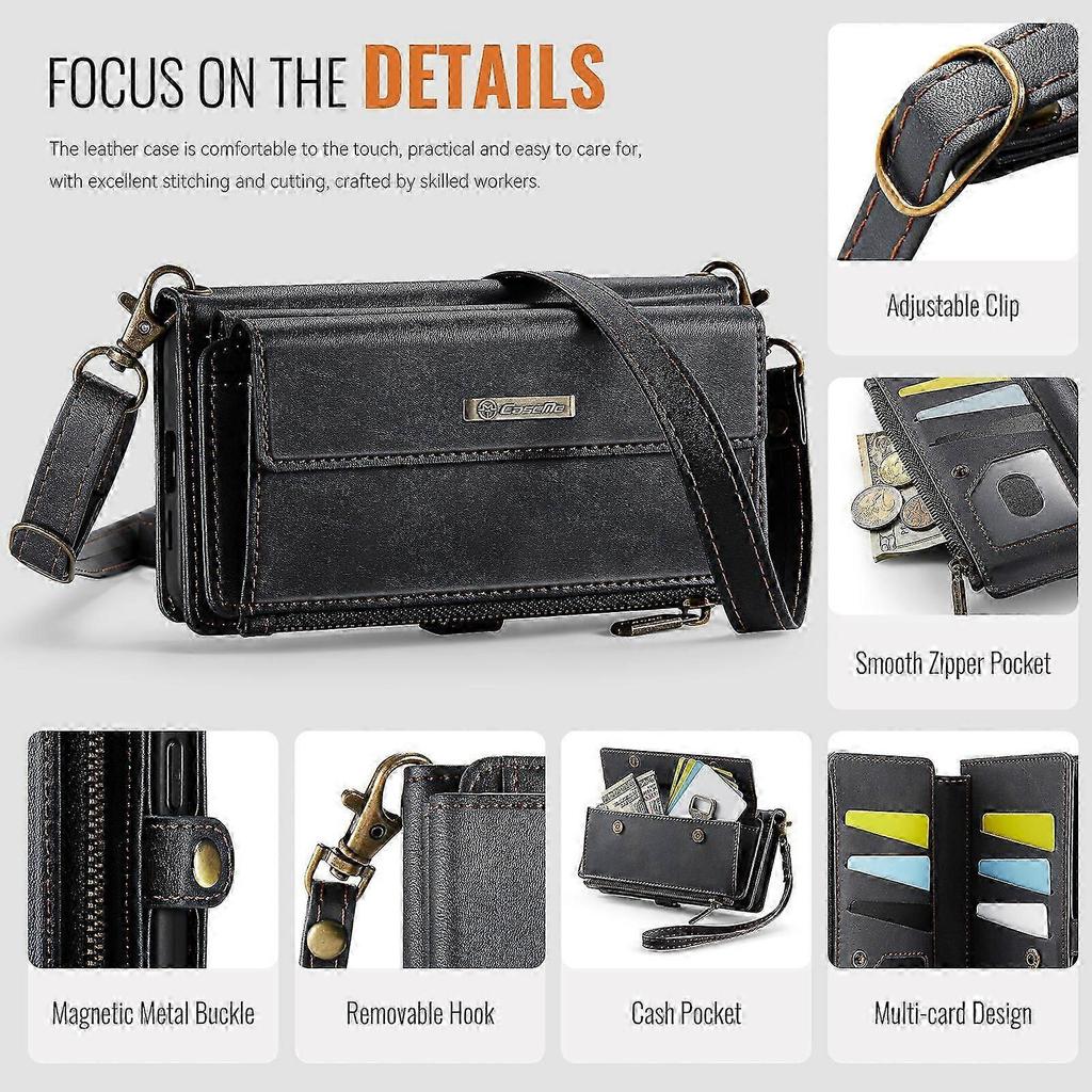 Compatible For Samsung Galaxy A16 5G Case CASEME C39 RFID Zipper Wallet Stand Leather Cover with Strap
