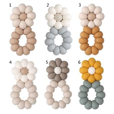 Chocalho para Bebês Mordedor de Silicone para Amamentar Mordedor para Recém-Nascidos Brinquedo para Dentição Molar Formato de Flor Contas de Silicone Brinquedo para Dentição