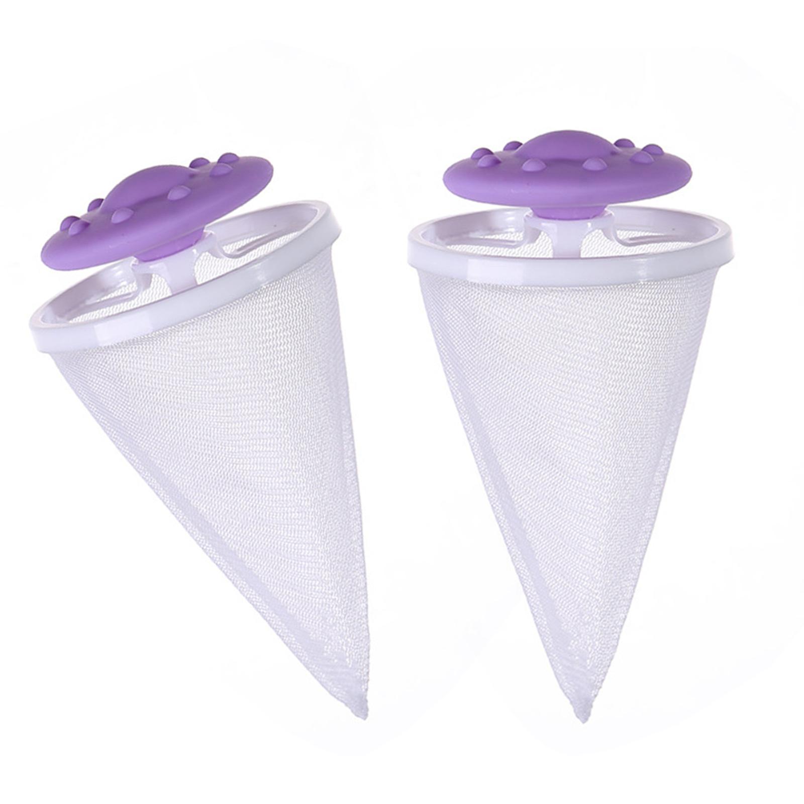 

2 Pieces Reusable Pet Hair Catcher For Washing Machine Lint Removal Mesh Bag Laundry Filter Net Household Accesories фиолетовый