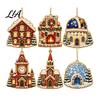 Elegant Holiday Party Supplies 6 Pcs Diamond Art Christmas Ornaments, 2D Flat Pearl Painting Timeless Seasonal Decorations Pattern Hanging Decoration