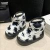 Fashion Luxury Winter Women Short Plush Warm Snow Boots Casual Shoes New Leopard Print Soft Cute Ankle Boots Flats Platform Ladies Shoes