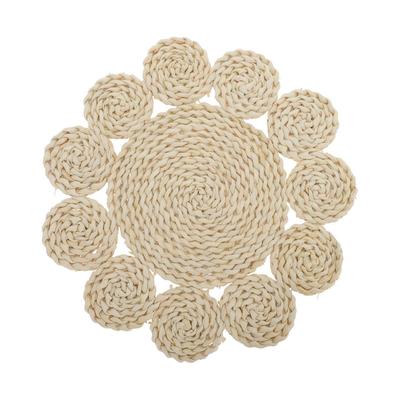Trivet Heat-resistant Pot Holder Insulation Pad Mat 30cm Stylish Corn Husk Round Shape Washable Handmade Woven Kitchen Counter Dining Table Decoration