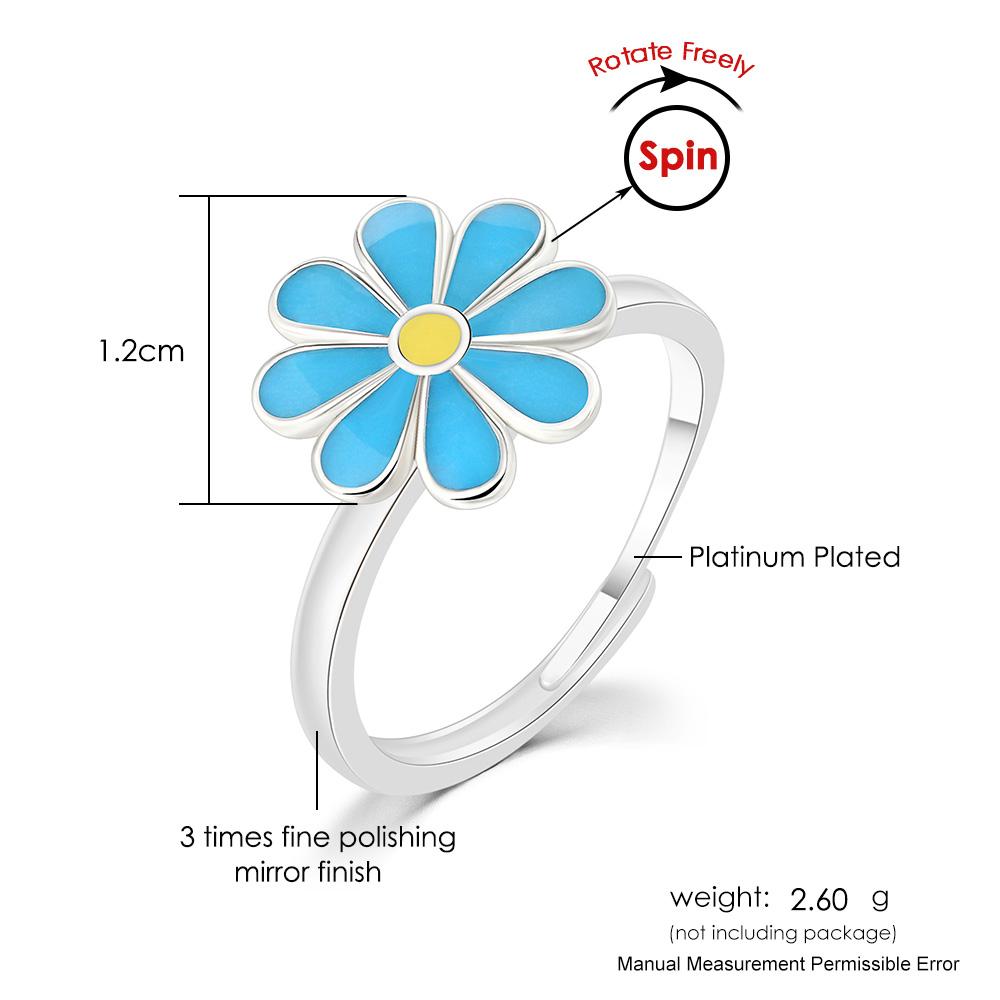 Flower Anxiety Spinner Ring for Women Korean Fashion Open Dripping Oil Rings Adjustable Aesthetic Girl Friend Y2K Jewelry KAR038