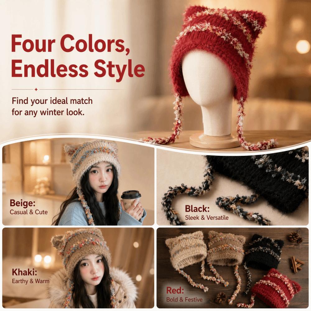 Warm Knitted Cap Ear Protection Beanie Hats Cute Winter Hat  Winter