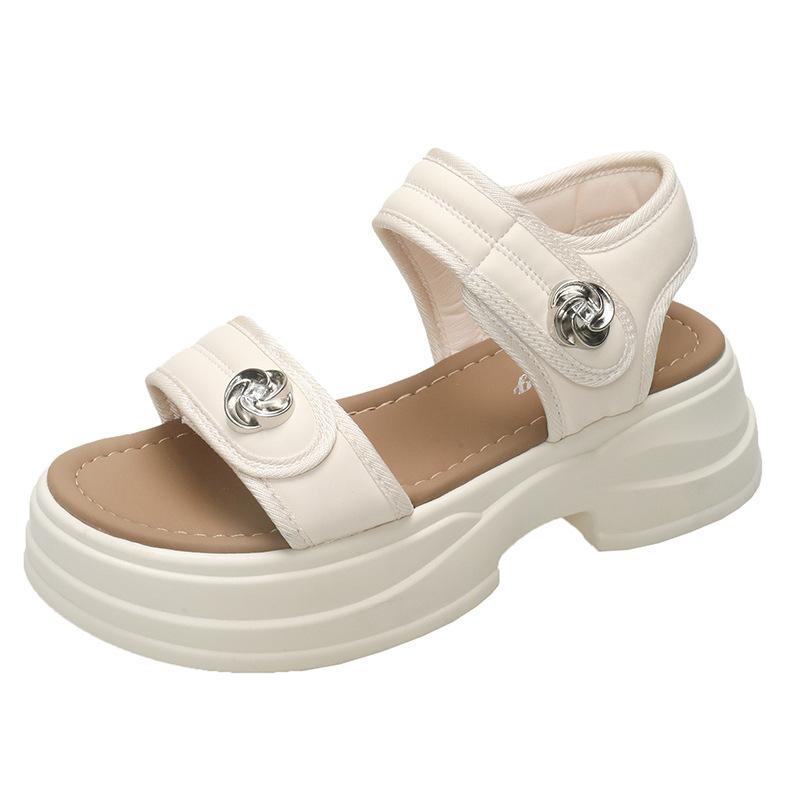 

Сандалии спортивные с толстой подошвой женские летние повседневные сандалии на липучках с увеличенным голенищем модная женская летняя обувь дышащая для жаркой погоды 40