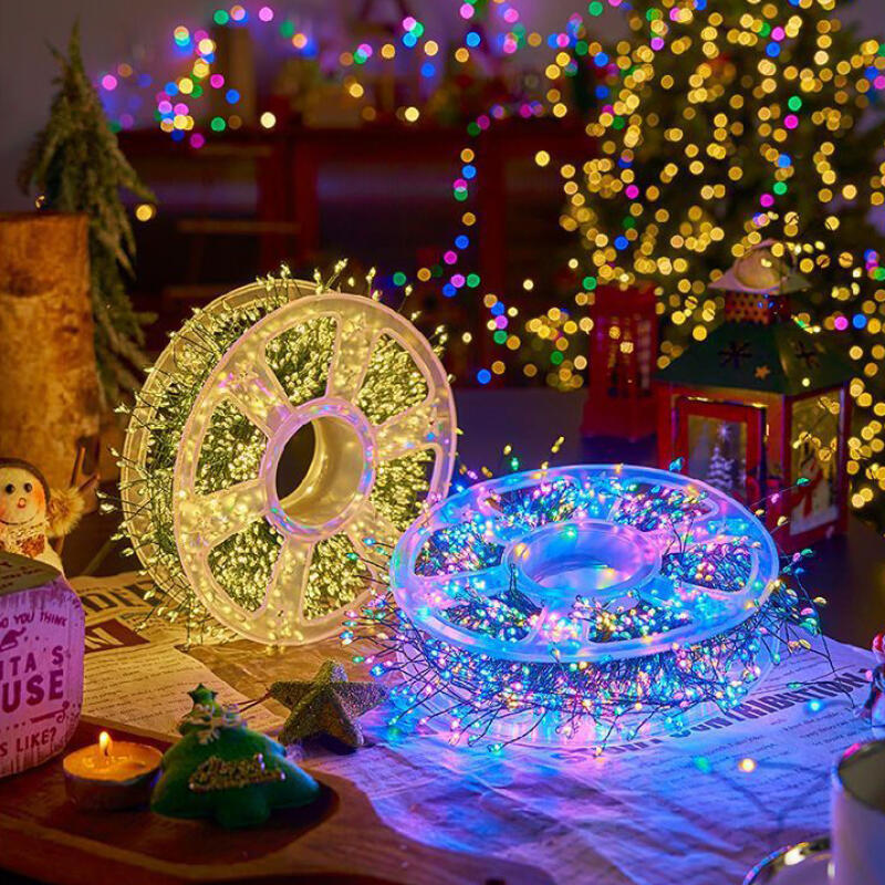 LED Cluster String Lights with Remote Control, 8 Lighting Modes, Green Wire for Christmas Tree and Indoor Holiday Decor