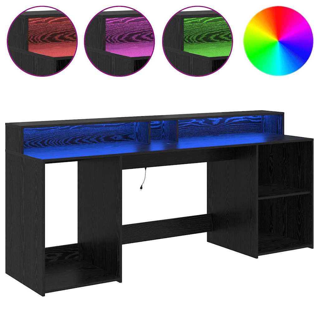 Desk Black Oak 200 x 55 x 91 cm Particleboard