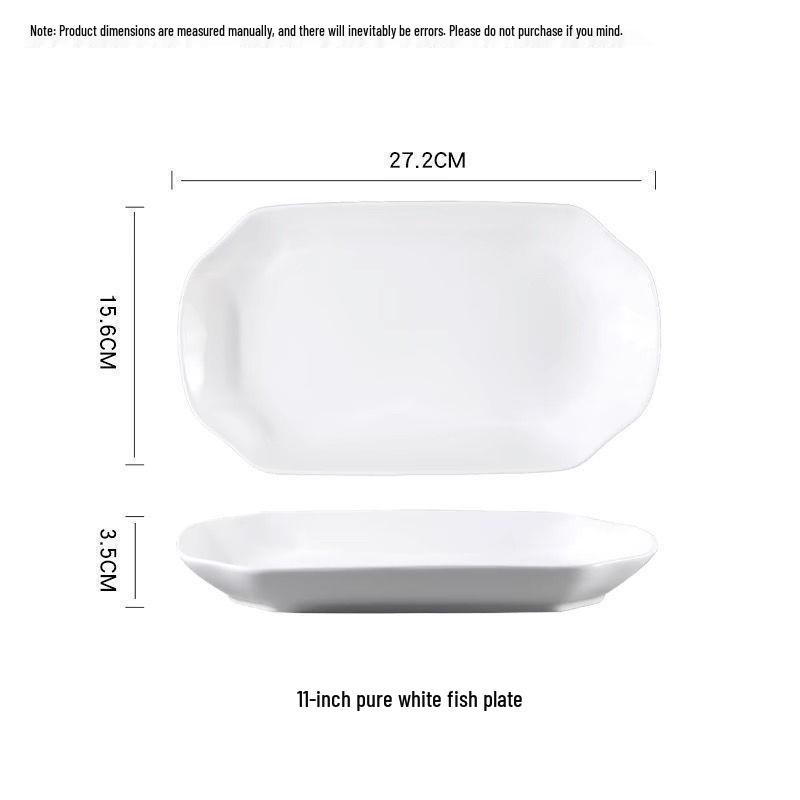 Nordic Ceramic Double-Eared Fish Plate with Handle, Large Size for Steamed or Grilled Fish