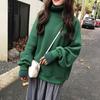 Felpa spessa Top casual a maniche lunghe da donna Dolcevita tinta unita Maglione pullover in due pezzi finto