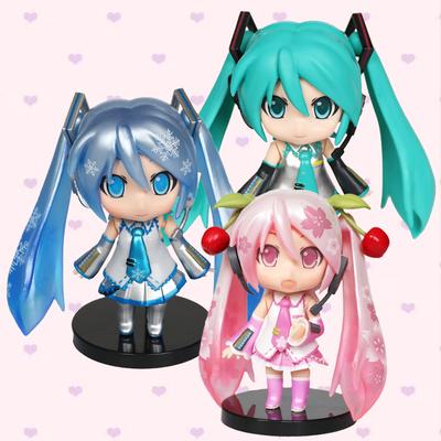 Figurine Anime Nouvelle Miku Ornements Mini Personnage Kawai Rose Vert Hatsune Décoration Bureau Maison Jouet Adulte Enfant Cadeau d'Anniversaire