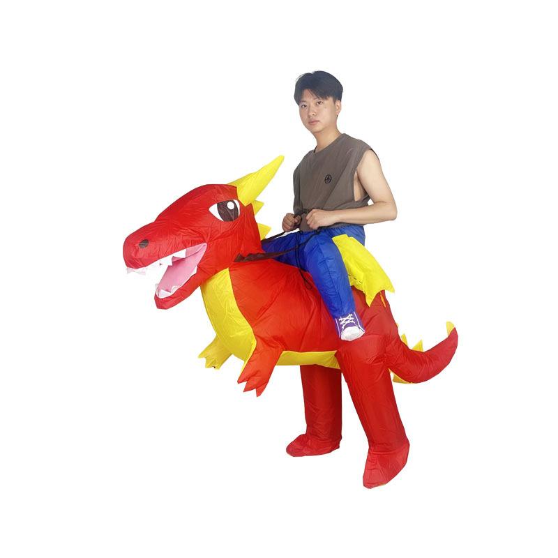 Red Pterosaur Inflatable Suit Dinosaur Inflatable Suit Funny Half-Body Cycling Dinosaur Styling Atmosphere Costume Funny One size fits all for adults 150-190cm