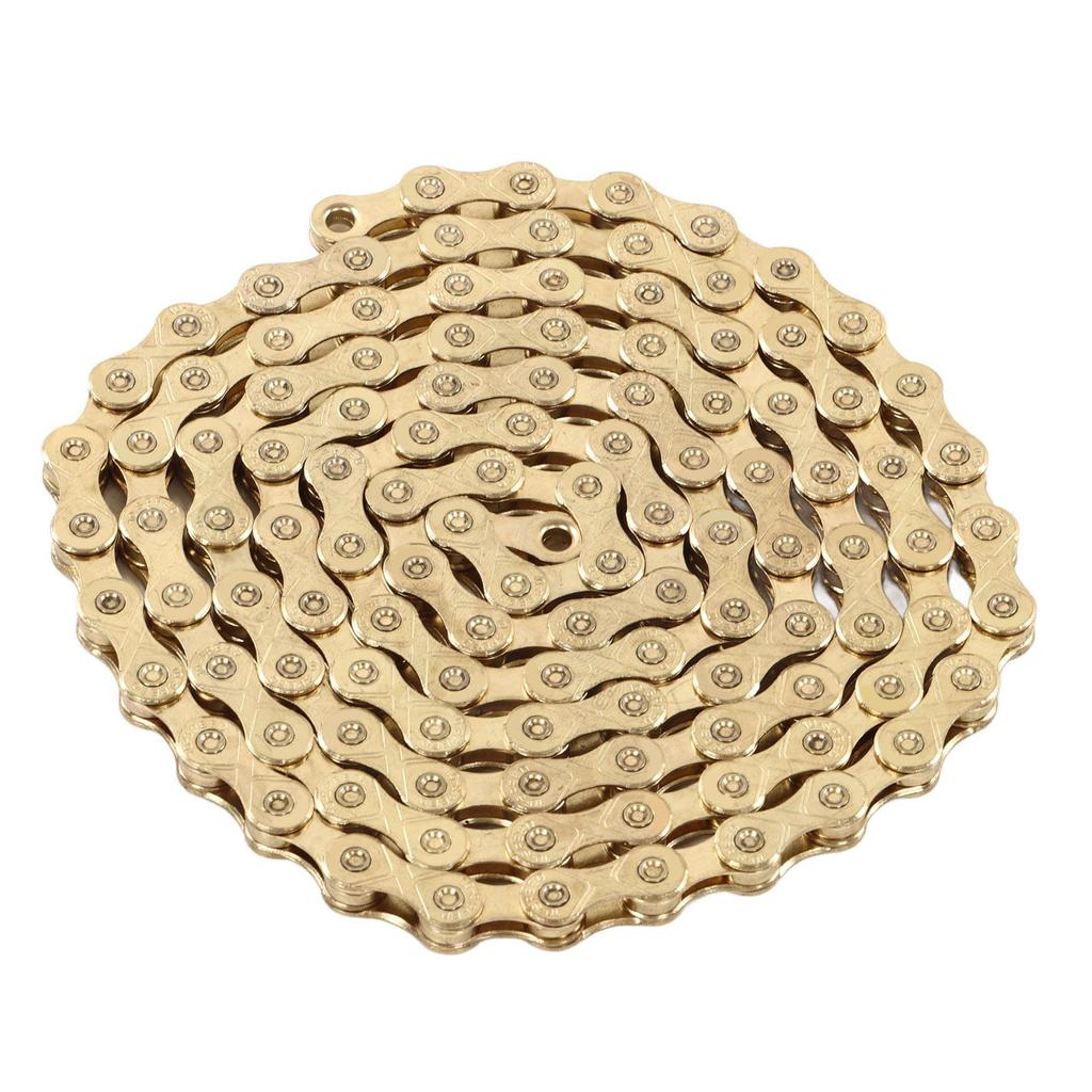 10 Speed Bike Chain Manganese Steel Mountain Road Bicycle Chain with Chain Connector for Riding Cycling Gold