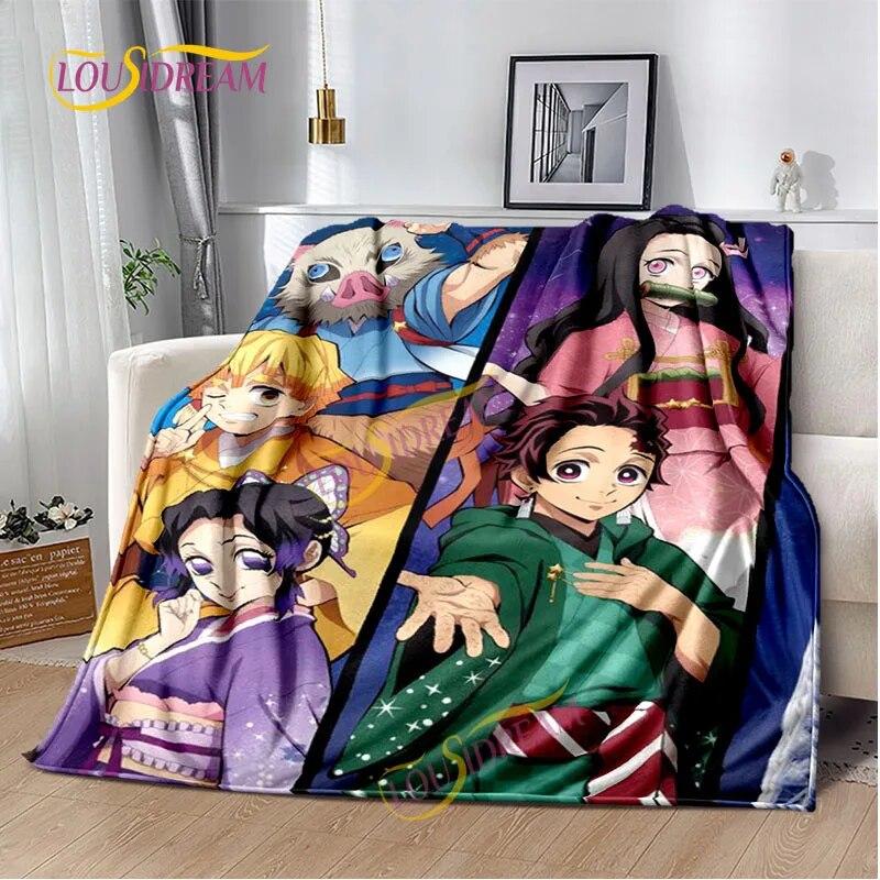 Japanese Cartoon Series Blanket Living Room Bed Sofa Travel 3D Demon Slayer Blanket Cartoon Home Office Hiking Gift