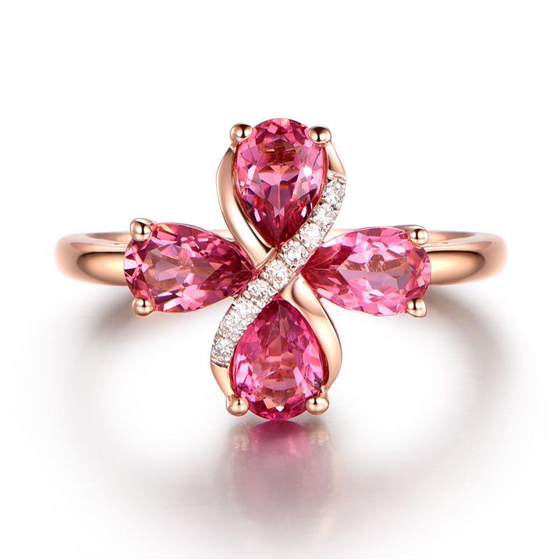 Silver Water Drop Ruby Ring for Women - Japanese & Korean Style, Rose Gold Plated Silver Jewelry.