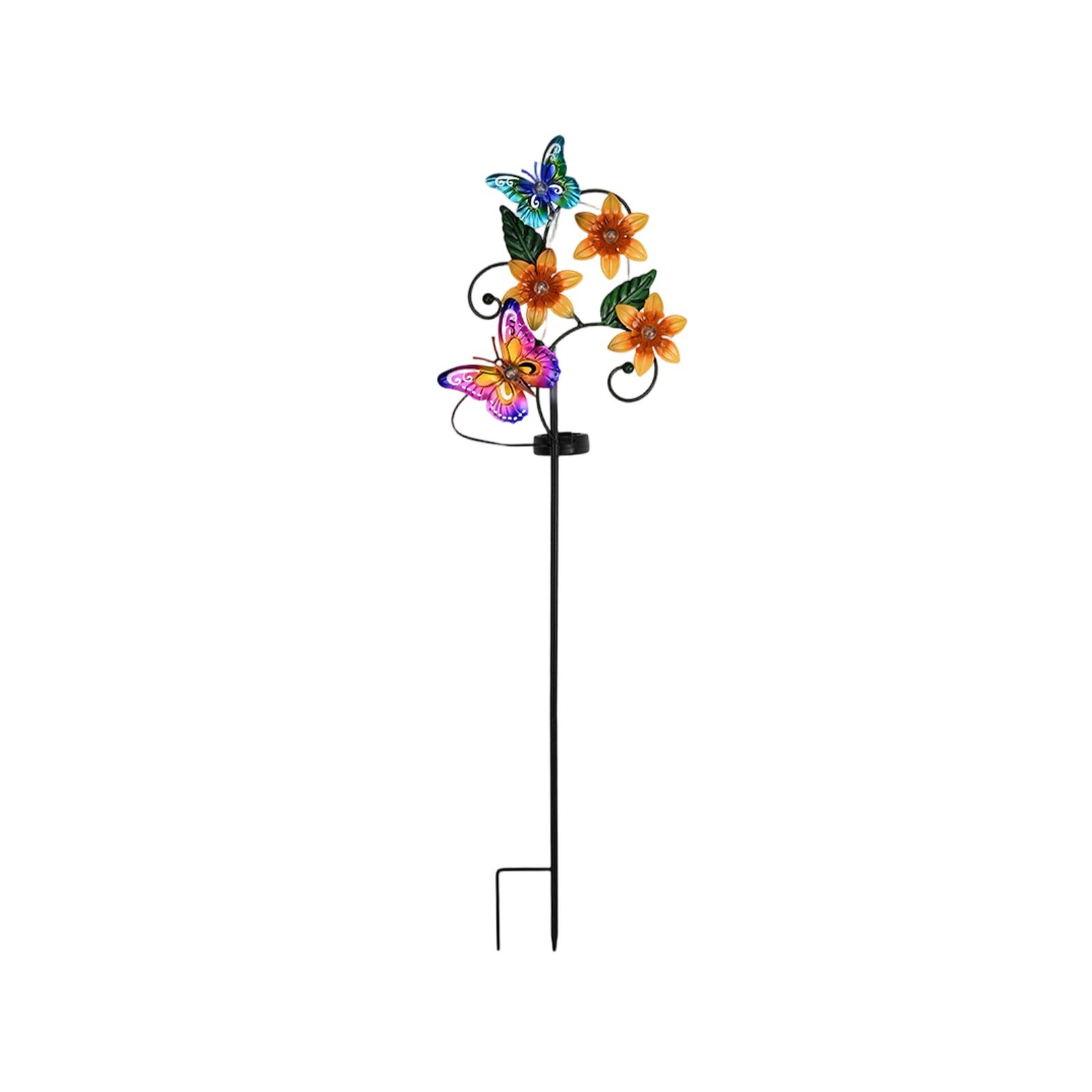 Solar-powered Wrought Iron Garden Stake Light With Butterflies And Bees, Suitable For Outdoor Yard And - Decoration (LED). One Size