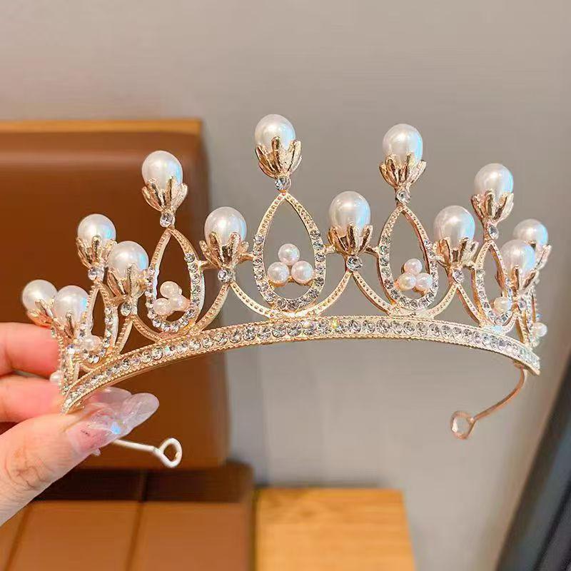 Children's Pearl Princess Crown - Elegant Birthday & Stage Dress Accessory