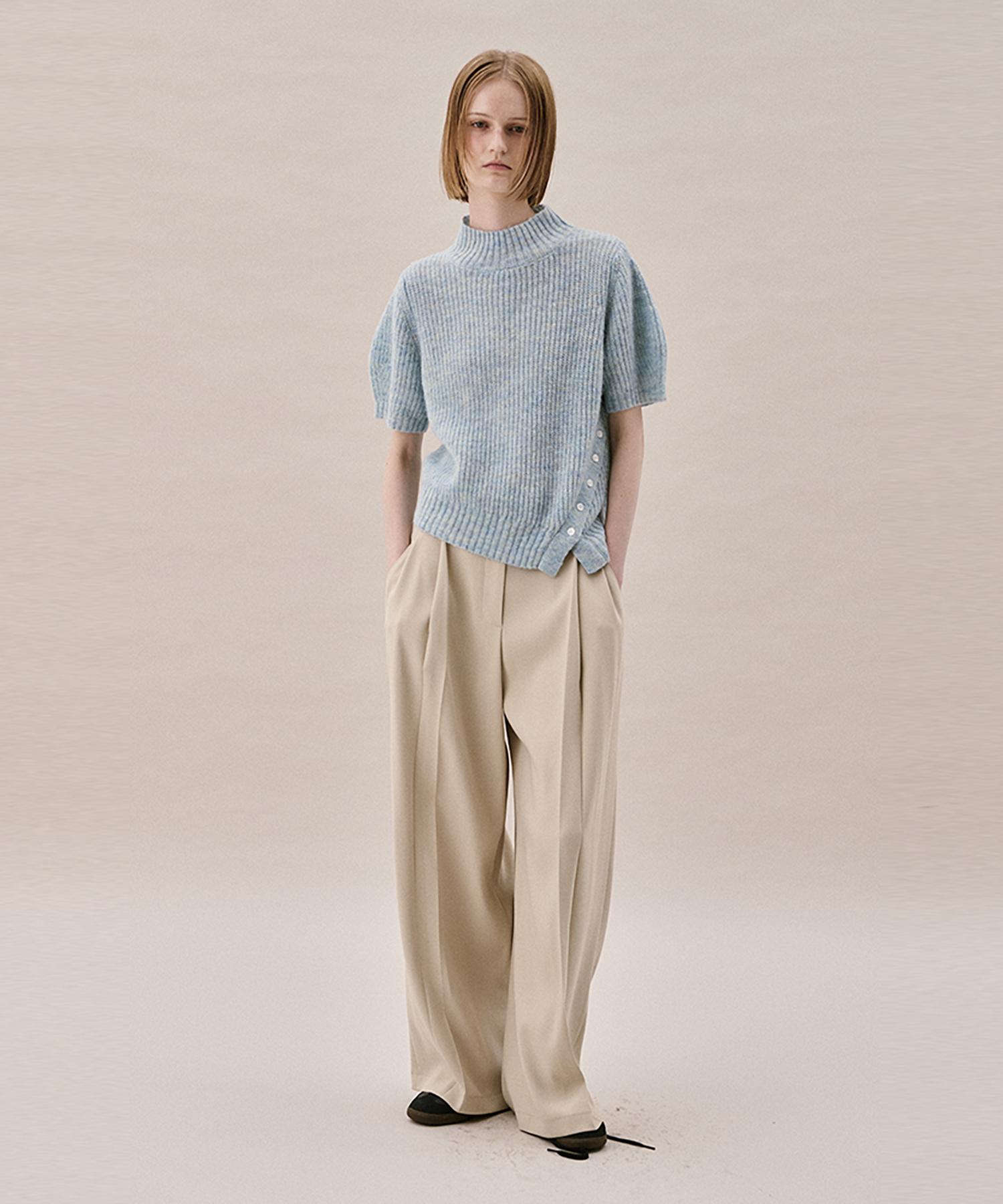 Awi Half Sleeve Sweater_Sky Blue Melange Sky Blue Melange/Ff