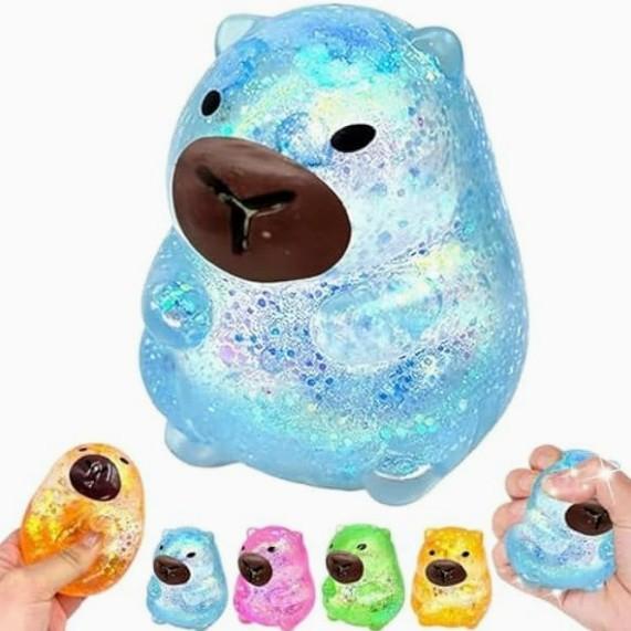 Glitter Capybara Squishies Fidget Toy Cute Capybara Maltose Squishy Slow Rising Stress Relief Fidget Toy