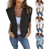 Summer Suit Jacket Lapel Short Sleeve Buttons Placket Women Suit Coat Solid Color Versatile Business Outerwear