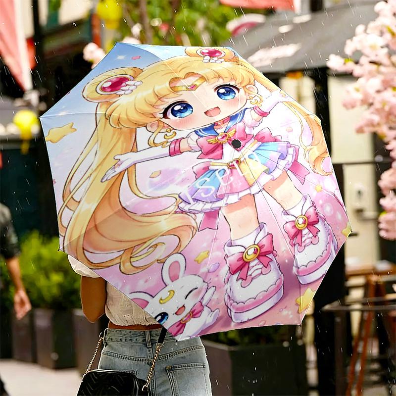 Sailor Moon Print Umbrella Automatic Opening/ Closing - Portable Foldable Design - Daily use for Travel/Outdoor - Gift for Birthday