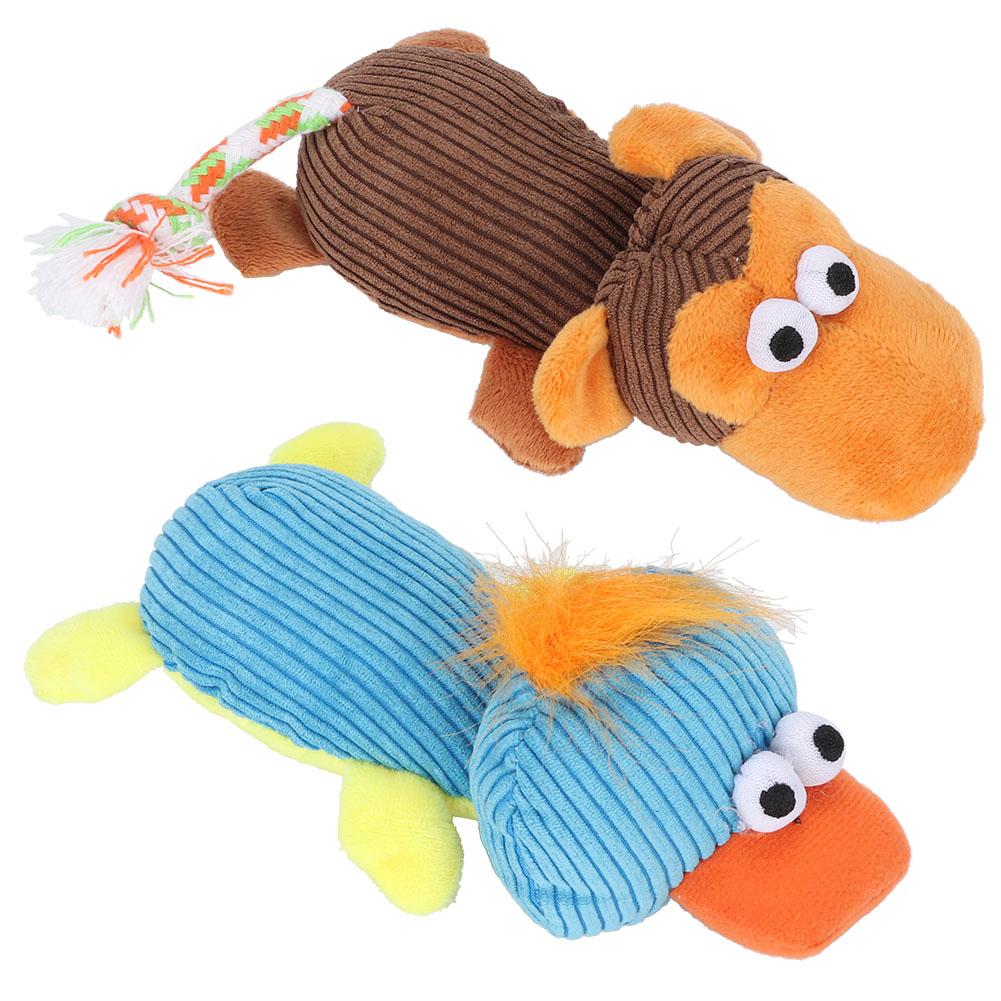 

2PCS/Set Pet Dog Squeak Chew Toy Soft Plush Duck Monkey Sound Toys