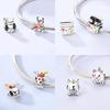 Brand New Copper Metal Cute Animals Charm Bead Component Love Pet Cat Claw Bead Components Heart Pink Zircon Hollow-carved Do It Yourself Authentic