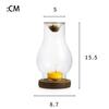 Glass Candle Holder Candle Heating Holder with Wooden Base Aromatherapy Incense Burner for Yoga SPA Aromatherapy