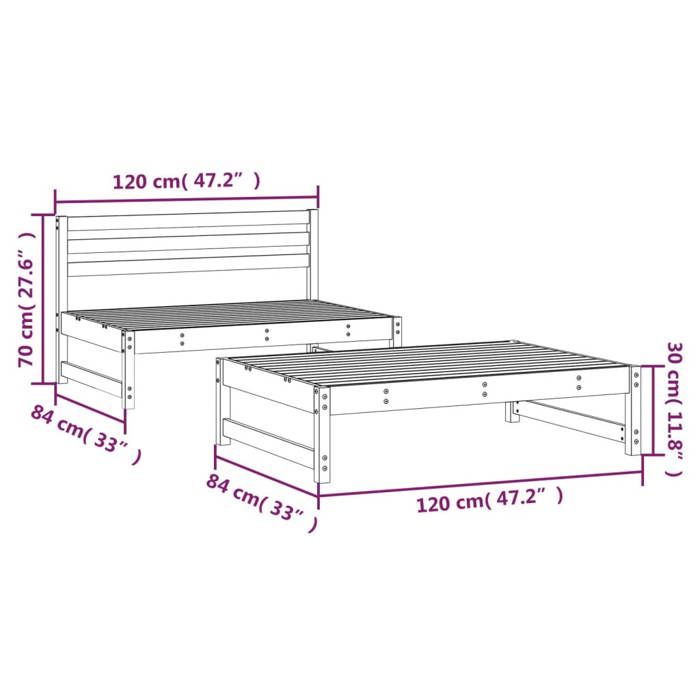 VidaXL Salon de Jardin 2 pcs, Mobilier de Patio, Mobilier de Terrasse, Meubles de Jardin, Ensemble de Canapés d'Extérieur, 825727